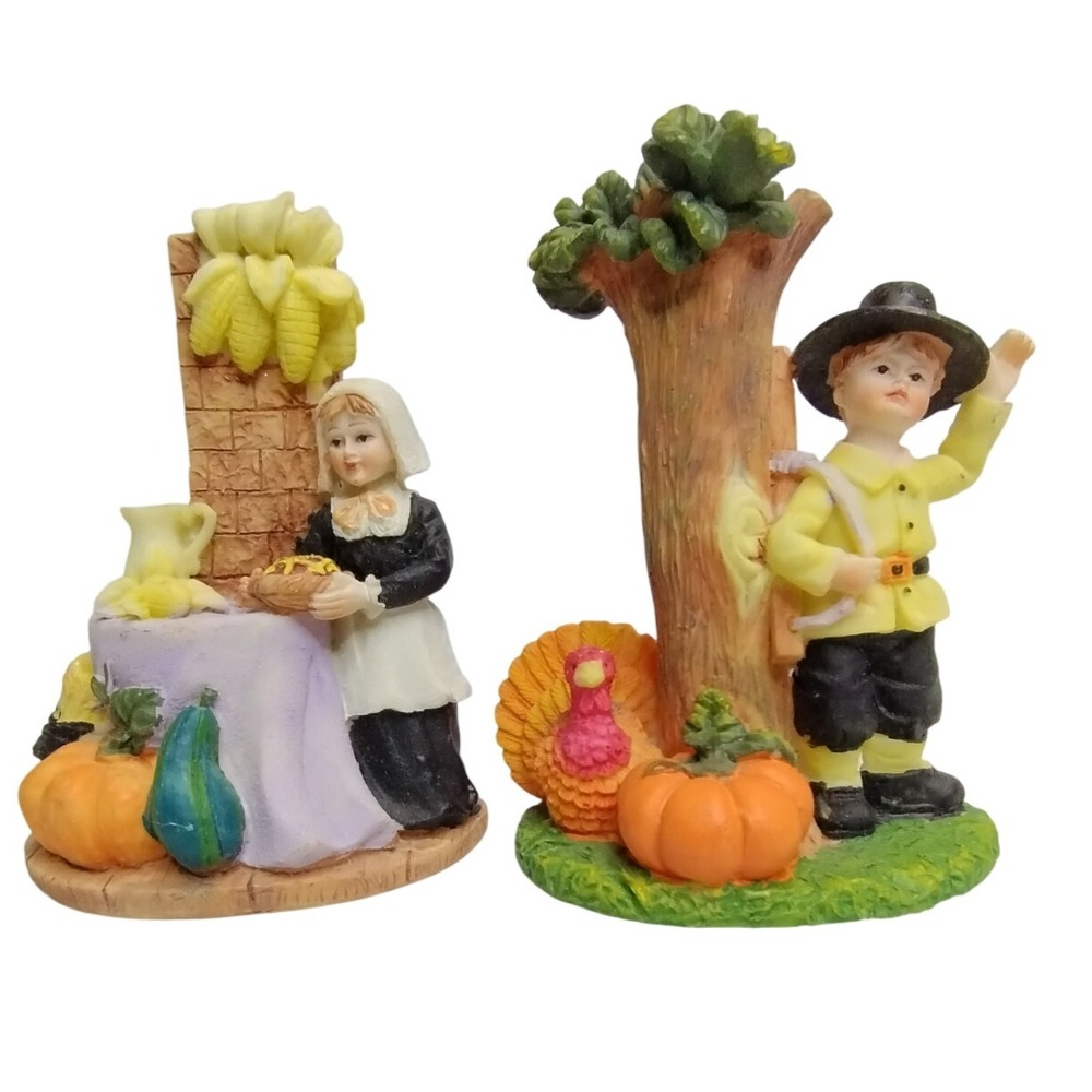 Pilgrim Figurine‎ Set of 2 – Harvest Farmhouse Thanksgiving Display